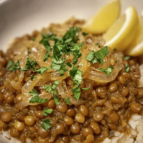 Mujadara, a traditional Middle Eastern dish, embodies the essence of comfort food with its simple yet flavorful ingredients. This beloved recipe features a delightful combination of brown lentils and long-grain rice, often topped with richly caramelized onions that lend a sweet, savory depth to the dish. Mujadara is not only a staple in many households across the Middle East but also a favorite among those exploring plant-based diets, thanks to its wholesome ingredients and satisfying flavors.