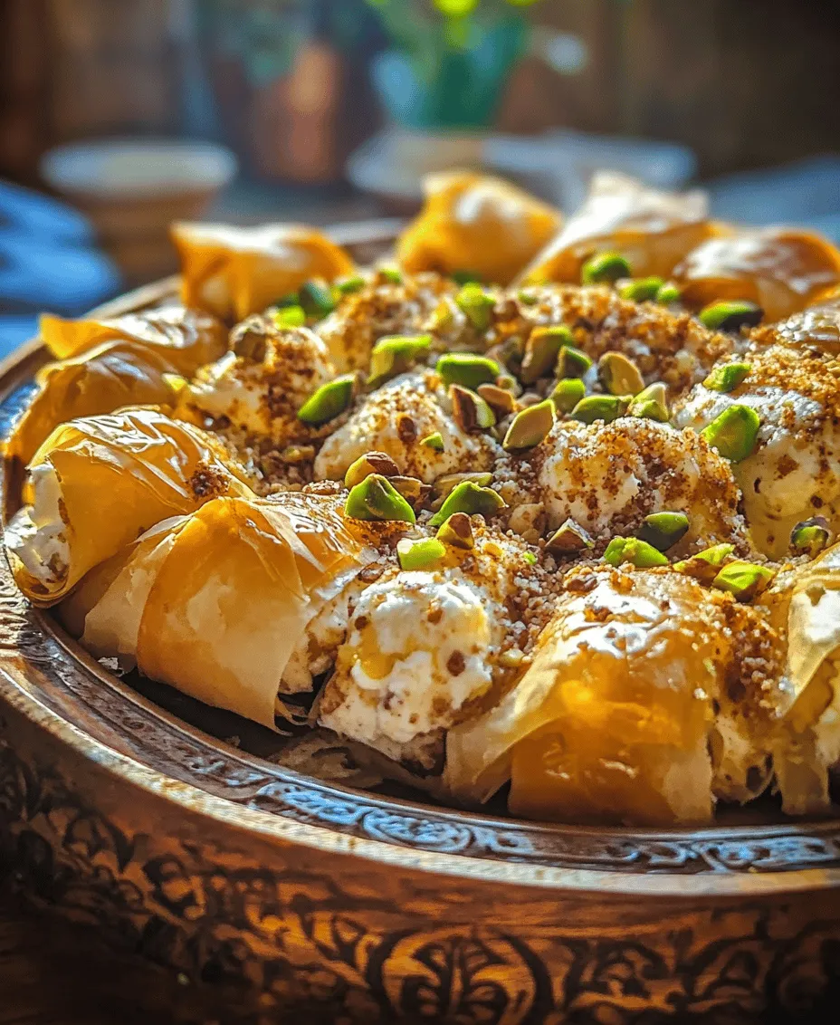 Shaabiyat Delights are a cherished dessert in Middle Eastern cuisine, celebrated for their unique blend of textures and flavors. This delightful treat consists of crispy phyllo pastry enveloping a creamy, rich filling, often highlighted by the warmth of spices and the sweetness of honey. Originating from various regions in the Middle East, Shaabiyat reflects the region's culinary traditions, where sweets hold significant cultural importance. They are often served during festive occasions, family gatherings, and celebrations, symbolizing hospitality and joy.