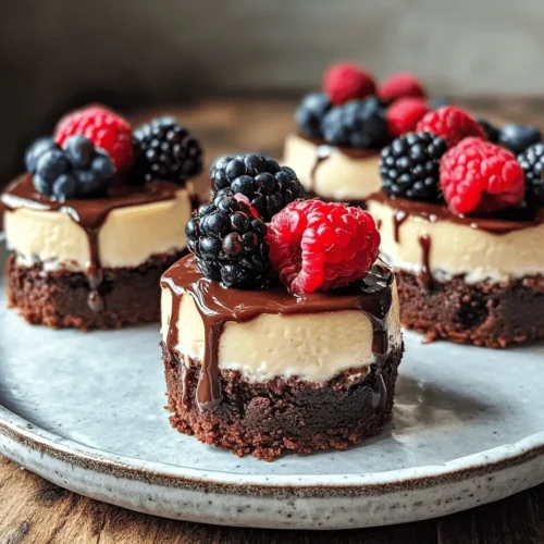 What makes Brownie Bottom Mini Cheesecakes so unique is their distinct structure, which features a rich brownie base topped with a smooth and creamy cheesecake filling. This two-layer approach not only provides a delicious contrast in textures but also elevates the overall flavor experience. The brownie base, with its deep chocolate notes, complements the light and airy cheesecake filling, resulting in a dessert that is both rich and refreshing.