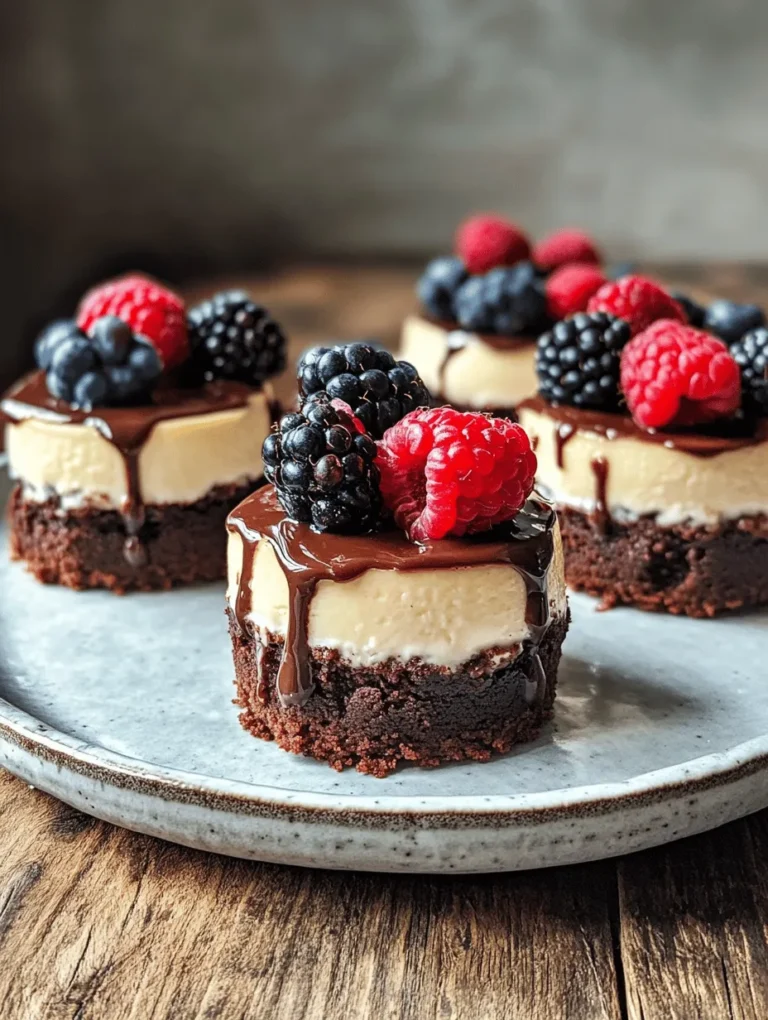 What makes Brownie Bottom Mini Cheesecakes so unique is their distinct structure, which features a rich brownie base topped with a smooth and creamy cheesecake filling. This two-layer approach not only provides a delicious contrast in textures but also elevates the overall flavor experience. The brownie base, with its deep chocolate notes, complements the light and airy cheesecake filling, resulting in a dessert that is both rich and refreshing.