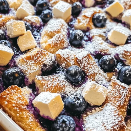 The baking process is where the Blueberry Cream Cheese French Toast Casserole transforms from a mixture of ingredients into a beautifully golden and delicious dish. To achieve the perfect casserole, itās crucial to pay attention to the oven temperature and baking time. Preheat your oven to 350°F (175°C) and allow it to reach this temperature before placing the casserole inside. This ensures even cooking and helps achieve that coveted golden-brown top.