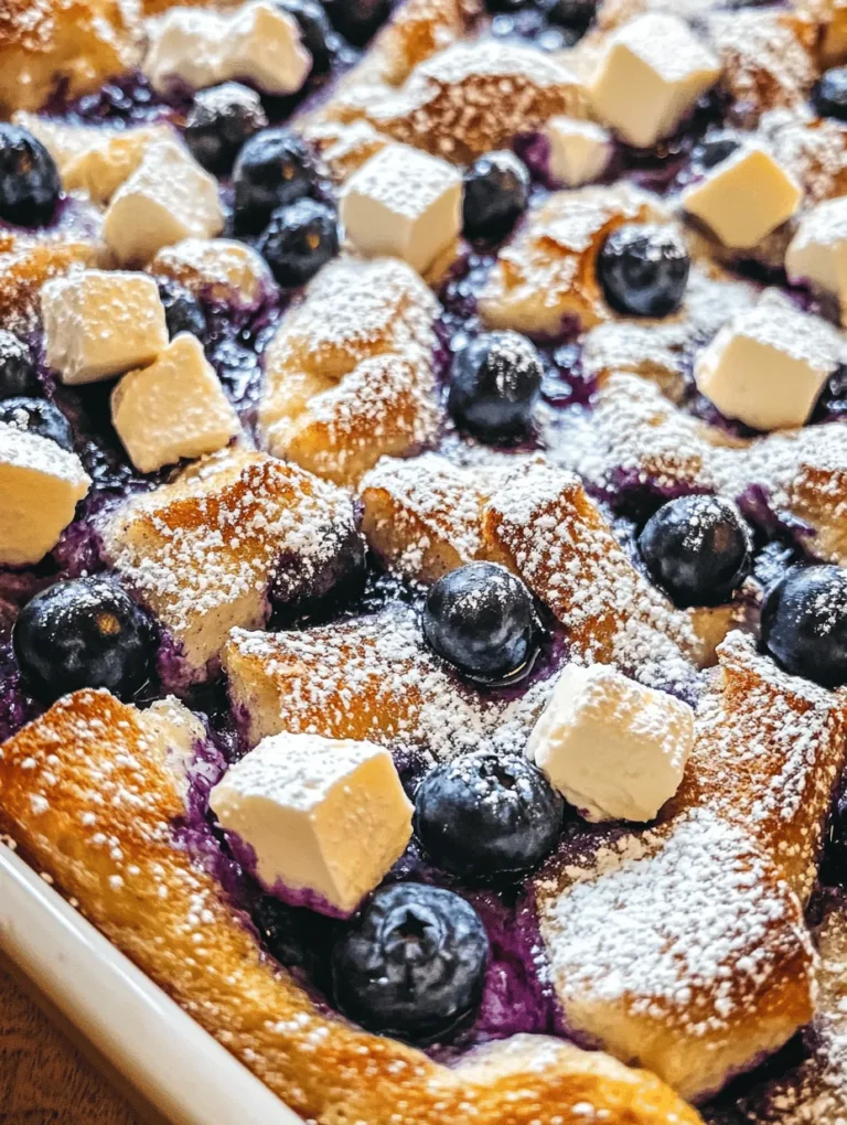 The baking process is where the Blueberry Cream Cheese French Toast Casserole transforms from a mixture of ingredients into a beautifully golden and delicious dish. To achieve the perfect casserole, it’s crucial to pay attention to the oven temperature and baking time. Preheat your oven to 350°F (175°C) and allow it to reach this temperature before placing the casserole inside. This ensures even cooking and helps achieve that coveted golden-brown top.