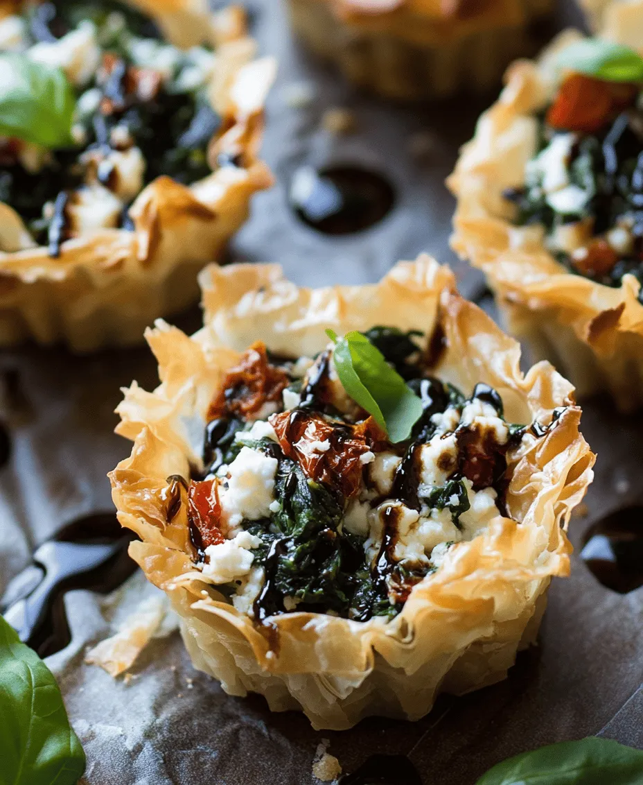 Appetizers hold a special place in the culinary world, serving as the enticing prelude to any meal. Among the multitude of options available, <strong>Crispy Vegetarian Phyllo Cups Delight</strong> stands out as a delightful dish that brings an exciting combination of textures and flavors to the table. This recipe is not only straightforward to prepare but also showcases fresh ingredients, making it a hit with both vegetarians and culinary enthusiasts alike.” /></p>
</p>
<h2>Preparing the Phyllo Pastry</h2>
</p>
<p>Handling phyllo pastry can seem intimidating at first, but with a few straightforward techniques, you’ll master it in no time. Phyllo dough is delicate and requires careful handling to prevent tearing. Start by placing the phyllo sheets on a clean, flat surface and ensure that you keep them covered with a damp kitchen towel as you work. This prevents the dough from drying out.</p>
</p>
<p><strong>Buttering Layers for Crispiness</strong></p>
</p>
<p>One of the secrets to achieving that signature crispiness is generously buttering each layer of phyllo. Use melted butter to brush each sheet before layering it with another. Aim for at least four to six layers, depending on how thick you want the cups to be. Each layer adds to the texture and helps create a flaky, crispy exterior that will hold the filling beautifully. Additionally, using butter instead of oil will impart a richer flavor, enhancing the overall taste of your phyllo cups.</p>
</p>
<h2>Crafting the Perfect Phyllo Cups</h2>
</p>
<p>Once you have your buttered phyllo layers ready, it’s time to shape them into cups. The process is fairly simple. Start by stacking several buttered sheets on top of each other, then cut them into square or rectangular pieces, depending on the size of the cups you desire. A typical size would be 4×4 inches for bite-sized portions.</p>
</p>
<p><strong>Techniques for Cutting and Shaping Phyllo into Cups</strong></p>
</p>
<p>After cutting the phyllo, gently press each square into the wells of a greased muffin tin, allowing the edges to drape over the sides. This creates a lovely cup shape. For a more decorative touch, you can layer different sizes of phyllo squares, alternating the orientation for a more intricate design. Make sure to press the dough into the sides and bottom of the tin to avoid any air pockets that could lead to uneven baking.</p>
</p>
<p><strong>Tips for Even Baking and Avoiding Sogginess</strong></p>
</p>
<p>To ensure even baking, it’s crucial to preheat your oven to the correct temperature before placing the phyllo cups inside. Additionally, avoid overfilling the cups. A good rule of thumb is to fill them about three-quarters full to allow the tops to crisp up nicely without spilling over. To prevent sogginess, consider pre-baking the phyllo cups for about 5-7 minutes before adding the filling. This initial baking step helps to set the structure and creates a barrier that keeps moisture from seeping into the layers.</p>
</p>
<h2>Creating the Flavorful Filling</h2>
</p>
<p>Now that your phyllo cups are ready, it’s time to create a filling that bursts with flavor. The filling can be as simple or as complex as you like, but a well-balanced mix of ingredients will elevate your dish.</p>
</p>
<p><strong>Mixing Ingredients for Optimal Taste and Texture</strong></p>
</p>
<p>In a mixing bowl, combine your chosen ingredients. For a classic vegetarian filling, consider sautéed spinach, ricotta cheese, feta cheese, and a hint of garlic. Mix these ingredients thoroughly, ensuring that the flavors meld together. Add seasonings like salt, pepper, and a pinch of nutmeg to enhance the flavors. If you prefer a creamier filling, a dollop of sour cream or Greek yogurt can work wonders.</p>
</p>
<p><strong>Suggestions for Customizing the Filling</strong></p>
</p>
<p>Feel free to experiment with the filling based on your personal preferences. For a Mediterranean twist, add sun-dried tomatoes, olives, or artichokes. If you’re a fan of mushrooms, sautéed mushrooms with thyme can create an earthy and rich flavor. You can also opt for a more seasonal filling—think roasted butternut squash and sage in the fall or fresh tomatoes and basil in the summer. The flexibility of phyllo cups allows you to adapt to various ingredients, making them a canvas for your culinary creativity.</p>
</p>
<h2>Baking to Perfection</h2>
</p>
<p><strong>The Baking Process</strong></p>
</p>
<p>Now that your cups are assembled and filled, it’s time for the magic of baking. Set your oven to a temperature of 375°F (190°C), which is the ideal setting for achieving golden-brown phyllo cups.</p>
</p>
<p><strong>Optimal Temperature and Time for Achieving Golden-Brown Cups</strong></p>
</p>
<p>Bake the phyllo cups for approximately 15-20 minutes, or until they turn a beautiful golden brown. Keep an eye on them towards the end of the baking time to avoid burning. The visual cue of a crisp, golden exterior is what you’re aiming for.</p>
</p>
<p><strong>Signs to Look for to Ensure Perfect Texture</strong></p>
</p>
<p>To check for doneness, gently lift one of the phyllo cups out of the muffin tin. The base should feel firm and crispy, not soggy. A slight crunch when you bite into one is the perfect indicator that you’ve achieved the desired texture.</p>
</p>
<h2>Serving Suggestions</h2>
</p>
<p>Once your Crispy Vegetarian Phyllo Cups are baked to perfection, it’s time to think about presentation.</p>
</p>
<p><strong>Ideas for Garnishing and Presenting the Phyllo Cups</strong></p>
</p>
<p>Garnish your phyllo cups with a sprinkle of fresh herbs, such as parsley or chives, to add a pop of color and freshness. A drizzle of balsamic glaze or a dollop of tzatziki sauce can also enhance the overall appeal and flavor. Arrange the cups on a beautiful platter for a stunning presentation that will impress your guests.</p>
</p>
<p><strong>Pairing Suggestions, Including Drinks and Other Appetizers</strong></p>
</p>
<p>These phyllo cups pair wonderfully with a variety of drinks. A crisp white wine or a light sparkling beverage can complement the rich, buttery flavor of the cups. If you’re serving these at a gathering, consider offering them alongside a refreshing salad or other appetizers like bruschetta or stuffed mushrooms. This creates a well-rounded spread that will delight your guests.</p>
</p>
<h2>Versatility of Phyllo Cups</h2>
</p>
<p>One of the best aspects of phyllo cups is their versatility. They can easily adapt to different dietary needs and seasonal ingredients.</p>
</p>
<p><strong>Adaptations for Different Dietary Needs</strong></p>
</p>
<p>For those looking for gluten-free alternatives, several brands offer gluten-free phyllo dough, allowing everyone to enjoy these delicious cups. Additionally, you can also modify the filling to cater to vegan diets by using plant-based cheeses or tofu instead of dairy products.</p>
</p>
<p><strong>Incorporating Seasonal Ingredients</strong></p>
</p>
<p>As seasons change, so do the ingredients available. During the spring, consider using asparagus, peas, and fresh herbs for a light filling. In the summer, zucchini, corn, and tomatoes can provide a fresh burst of flavor. Autumn can bring in roasted root vegetables, while winter might call for hearty greens and warm spices. Tailoring your filling to the season not only enhances the taste but also keeps your recipe current and exciting.</p>
</p>
<h2>Conclusion</h2>
</p>
<p>Crispy Vegetarian Phyllo Cups Delight embodies the essence of deliciousness while providing a canvas for creativity in the kitchen. With its unique combination of ingredients and textures, this recipe is a must-try for anyone looking to impress at their next gathering. Embracing the art of preparing these phyllo cups will not only satisfy your taste buds but also enhance your culinary repertoire, making every occasion memorable. Whether served as an appetizer or a light snack, these phyllo cups are destined to become a favorite in your home. With endless possibilities for fillings and adaptations, you’ll find that these delightful treats can fit seamlessly into any meal or celebration. So gather your ingredients, channel your inner chef, and dive into the delicious world of phyllo cups.</p>
<div id=