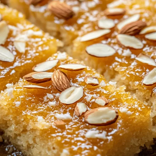 Basbousa, a beloved traditional dessert from the Middle East, captures the hearts and taste buds of many with its unique texture and delightful sweetness. Known for its moist, cake-like consistency, Basbousa is often enjoyed as a special treat during festive occasions, family gatherings, or simply as a comforting dessert at home. This dish has transcended its origins, finding a place in various cultures across the region, each adding its own twist to the classic recipe. Whether served plain or adorned with nuts and syrup, Basbousa is a testament to the rich culinary heritage of the Middle East.