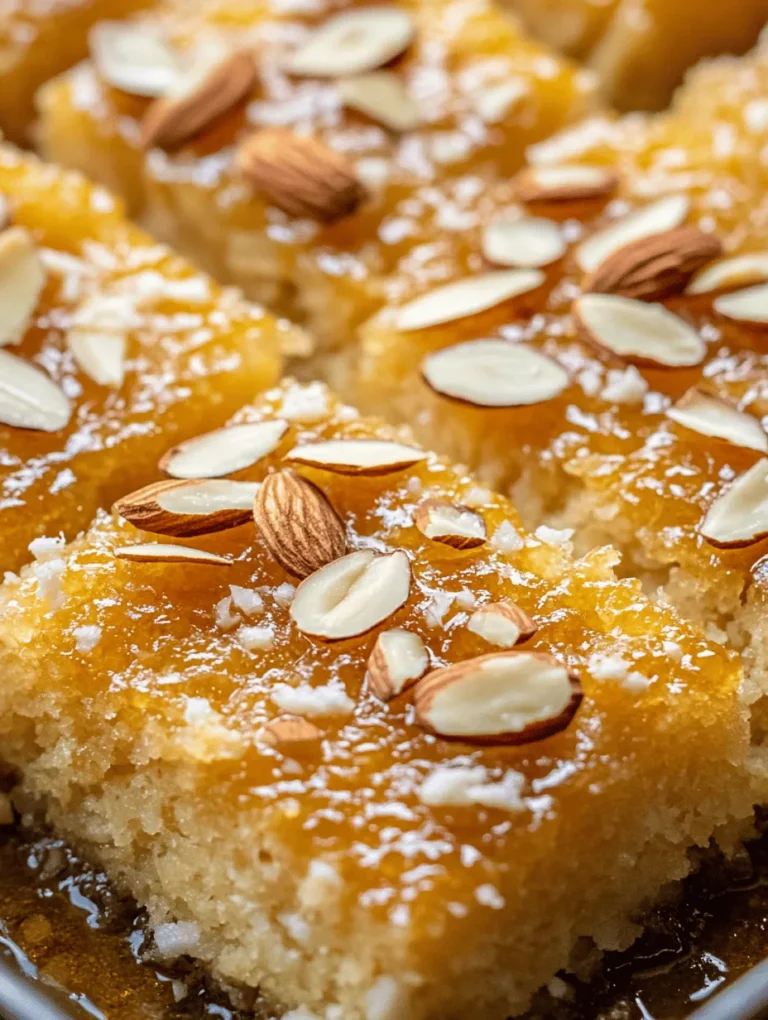 Basbousa, a beloved traditional dessert from the Middle East, captures the hearts and taste buds of many with its unique texture and delightful sweetness. Known for its moist, cake-like consistency, Basbousa is often enjoyed as a special treat during festive occasions, family gatherings, or simply as a comforting dessert at home. This dish has transcended its origins, finding a place in various cultures across the region, each adding its own twist to the classic recipe. Whether served plain or adorned with nuts and syrup, Basbousa is a testament to the rich culinary heritage of the Middle East.