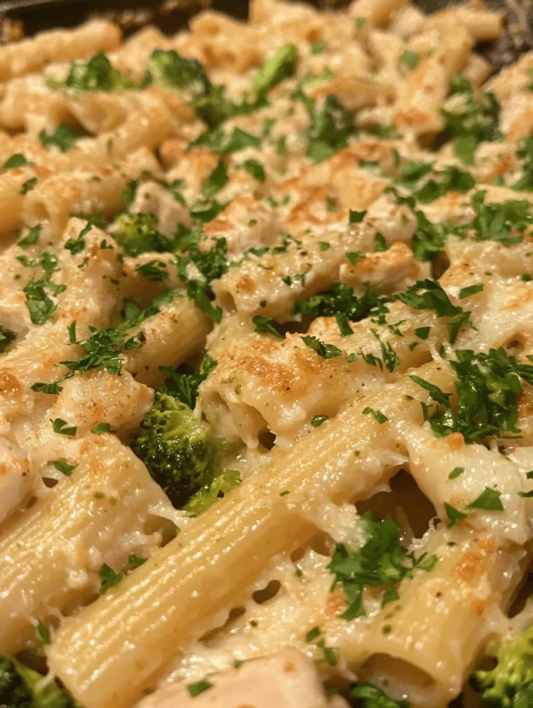 In the realm of comfort food, few dishes rival the heartwarming and satisfying nature of creamy pasta. One standout recipe that encapsulates this essence is the Creamy Chicken Broccoli Ziti Delight. This dish beautifully marries tender chicken, vibrant broccoli, and al dente ziti pasta in a luscious, creamy sauce that’s sure to please everyone at the table. Whether you’re whipping it up for a casual family dinner or prepping meals for the week ahead, this recipe delivers on flavor and comfort, making it a go-to for any occasion.