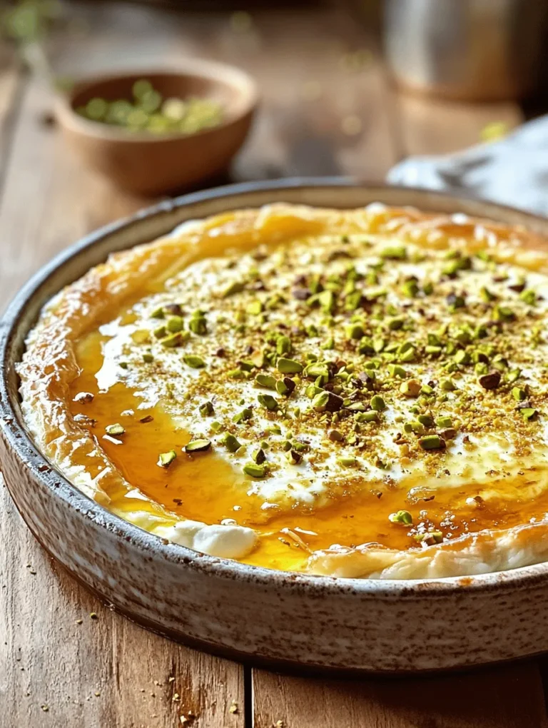 Kunafa, a delectable dessert deeply rooted in Middle Eastern culture, has captured the hearts and taste buds of many across the globe. Originating from the Levant region, this sweet pastry combines the delicate texture of thin noodle-like strands with a rich filling, typically made from cheese or nuts, and is drenched in sweet syrup. Kunafa is not just a dessert; it is a celebration of flavors, textures, and traditions, often enjoyed during festive occasions and family gatherings. Its cultural significance is immense, symbolizing hospitality and indulgence, as it is commonly served to guests as a token of warmth and generosity.