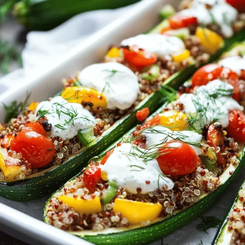 If you're searching for a vibrant and nutritious dish that seamlessly combines flavor and health, look no further than Zesty Stuffed Zucchini Boats in Creamy Yogurt Sauce. This delightful recipe showcases zucchini as a versatile vessel, packed with a savory filling that is as satisfying as it is delicious. The creamy yogurt sauce adds a refreshing twist, making this dish not only appealing to the palate but also an excellent choice for anyone looking to incorporate more vegetables into their meals.