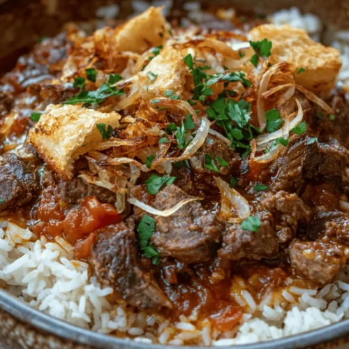 Fattah is a quintessential Egyptian dish that perfectly embodies the rich culinary traditions of Egypt. Often regarded as a comfort food, Fattah is a delightful fusion of flavors and textures that captures the essence of Egyptian cooking. Traditionally, this dish is served during significant cultural and religious celebrations, such as Eid al-Adha and weddings, making it a centerpiece in many family gatherings. The combination of tender meat, aromatic rice, and crispy bread creates a hearty and satisfying meal that resonates with both locals and visitors alike.