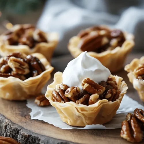 Pecan pie is a beloved dessert that has graced tables across the United States for generations, especially during the holiday season. This rich, gooey treat is known for its combination of a buttery crust, sweet filling, and crunchy pecans, making it a staple at Thanksgiving and family gatherings. However, while the traditional pecan pie is undeniably delicious, it can be quite heavy and rich, which is why we’re excited to introduce an innovative twist: Mini Pecan Pies in Phyllo Cups.