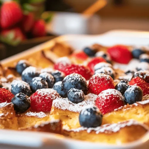 Discover the magic of breakfast with this Overnight French Toast Casserole Delight. This delightful dish not only offers a rich and scrumptious start to your day but also serves as the perfect solution for busy mornings or special gatherings. Imagine waking up to the enticing aroma of a sweet, baked breakfast that’s already prepared. With layers of fluffy brioche or challah bread soaked in a creamy custard and studded with fresh berries, this casserole is bound to impress your family and friends.
