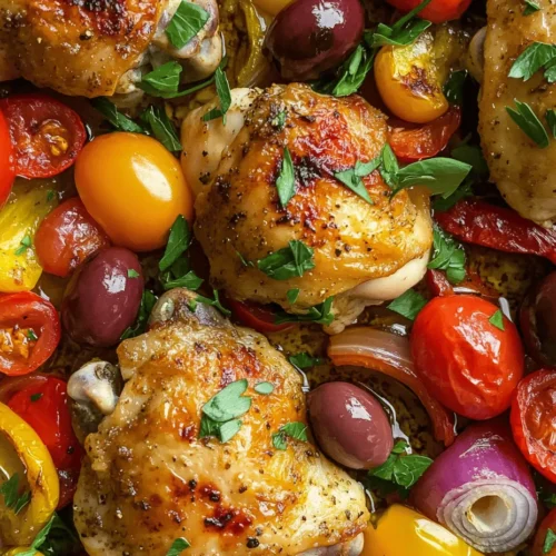 One of the key components of this Mediterranean Sheet Pan Chicken recipe is the choice of chicken. We recommend using bone-in, skin-on chicken thighs for several reasons.