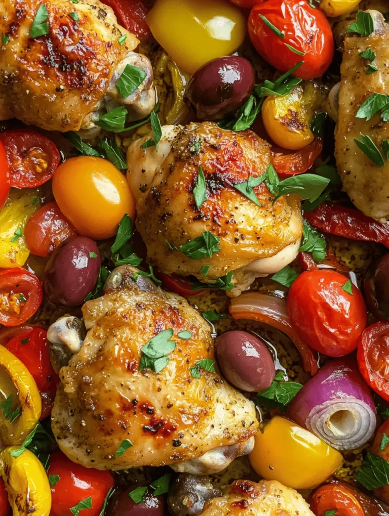 One of the key components of this Mediterranean Sheet Pan Chicken recipe is the choice of chicken. We recommend using bone-in, skin-on chicken thighs for several reasons.