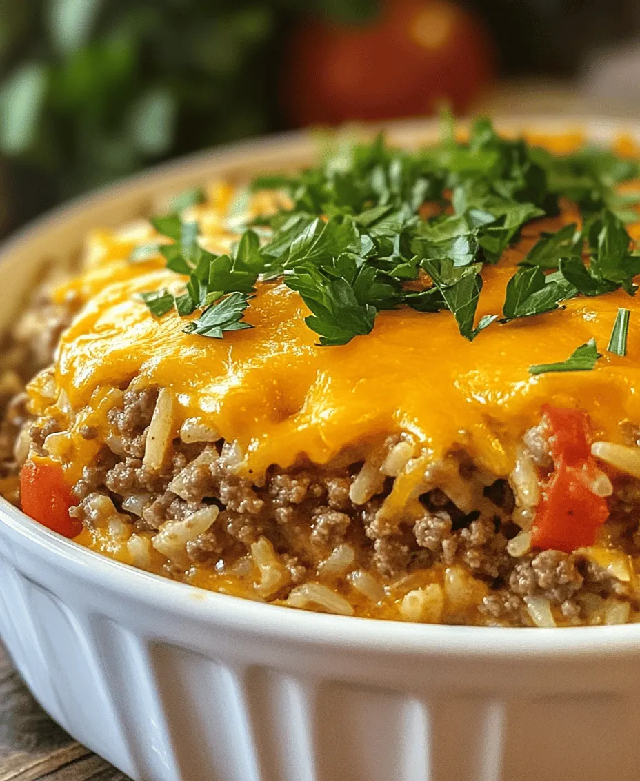 Savory Hamburger Rice Casserole is a delicious and comforting dish that combines the rich flavors of ground beef, tender rice, and a medley of vegetables in a single, hearty bake. This casserole not only satisfies hunger but also brings warmth and nostalgia, making it a perfect meal for families and gatherings. The appeal of this dish lies in its simplicity and versatility; it can be easily customized to suit personal tastes and dietary preferences.