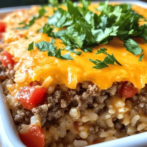 Savory Hamburger Rice Casserole is a delicious and comforting dish that combines the rich flavors of ground beef, tender rice, and a medley of vegetables in a single, hearty bake. This casserole not only satisfies hunger but also brings warmth and nostalgia, making it a perfect meal for families and gatherings. The appeal of this dish lies in its simplicity and versatility; it can be easily customized to suit personal tastes and dietary preferences.