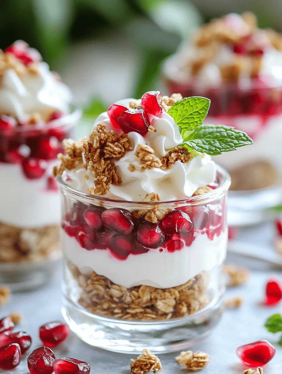 Desserts have a unique ability to bring joy and celebration to any occasion. Among the myriad of dessert options, the Pomegranate Paradise: Mini Vanilla Parfaits stand out as an elegant yet simple choice that is sure to tantalize your taste buds. These delightful layered treats not only look stunning but also blend the creamy richness of vanilla yogurt and whipped cream with the vibrant, juicy burst of pomegranate arils. Perfect for any gathering, whether a sophisticated dinner party or a casual family get-together, these mini parfaits are designed to impress your guests and elevate your dessert game.