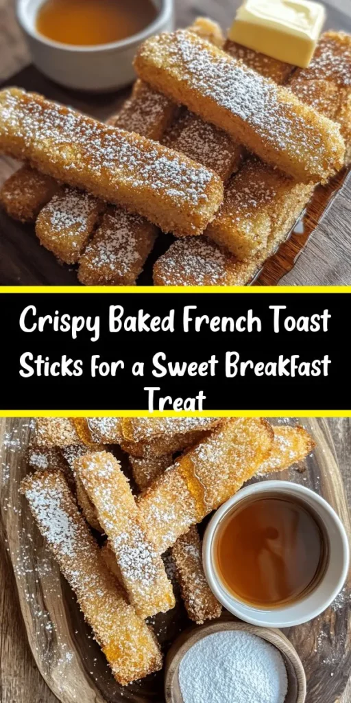 Satisfy your breakfast cravings with these deliciously crunchy Baked French Toast Sticks! Perfectly crispy on the outside and soft on the inside, these treats are made with thick slices of Challah or Brioche, dipped in a creamy egg mixture, and coated in sweet panko breadcrumbs. Baked to golden perfection in just 35 minutes, they make a fabulous brunch dish or quick snack. Serve warm with maple syrup or powdered sugar for a delightful finish!