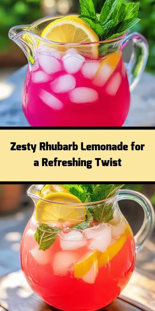 Quench your thirst with this delightful Rhubarb Lemonade! This refreshing drink combines the tartness of fresh rhubarb and zesty lemon for a perfect summer treat. Simply simmer rhubarb with sugar, strain it, and mix with lemon juice and water for a vibrant, flavorful beverage. Chill and serve over ice, garnished with lemon slices and fresh mint. It's easy to make and sure to impress your guests. Perfect for picnics or garden parties!