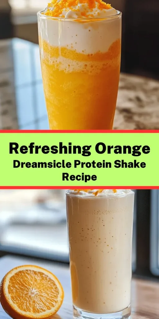 Craving a delicious and nutritious boost? Try this refreshing Orange Dreamsicle Protein Shake! Made with vibrant orange segments, creamy vanilla Greek yogurt, and a scoop of protein powder, it’s perfect for post-workout recovery or a tasty breakfast. Sweetened with honey or maple syrup and blended with almond milk, this shake is both satisfying and energizing. Enjoy a creamy treat that’s bursting with flavor and sunshine in just 10 minutes!
