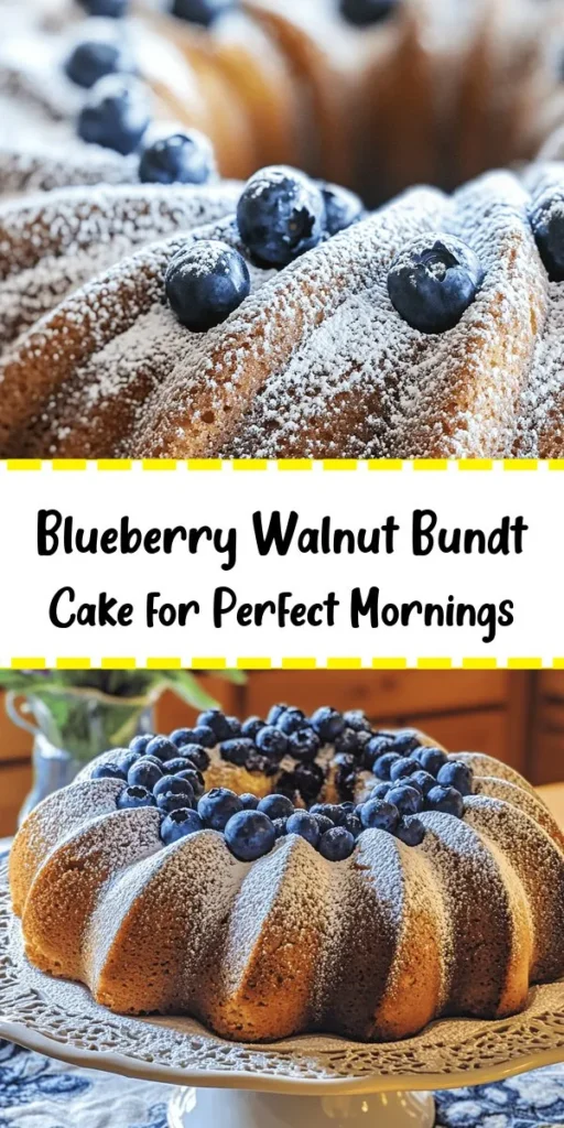Start your day with a slice of Morning Bliss Bundt Cake! This delicious cake combines a warm blend of spices with the richness of sour cream and crunchy walnuts or pecans, plus a burst of fresh blueberries for a fruity twist. Perfect for breakfast or brunch, it's easy to make and looks stunning on any table. With a prep time of just 15 minutes, you can whip up this delightful treat in no time. Don’t forget to dust with powdered sugar for an elegant finish!