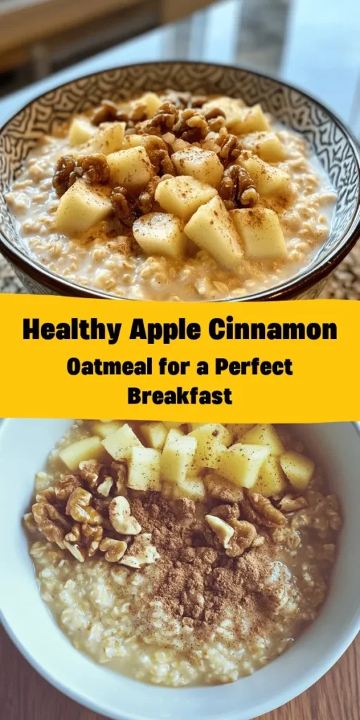 Start your day with this delicious and nutritious Apple Oatmeal! Packed with the goodness of old-fashioned oats, sweet apples, and a hint of cinnamon, this hearty breakfast is perfect for fueling your morning. It takes just 10 minutes to prepare and is customizable with your favorite toppings like Greek yogurt or nut butter. Whether you need a quick weekday breakfast or a cozy weekend treat, this recipe offers a delightful and healthy way to enjoy oats!