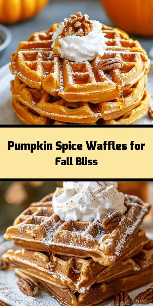 Get ready to embrace the fall flavors with these Pumpkin Spice Bliss Waffles! Perfect for breakfast or brunch, this easy recipe combines all-purpose and whole wheat flour with warm spices like cinnamon, ginger, and nutmeg. Made creamy with pumpkin puree and a touch of sweetness from brown sugar, these waffles are a cozy treat. Serve them warm with maple syrup and your favorite toppings for a delightful start to your day! Perfect for family gatherings or cozy weekends!