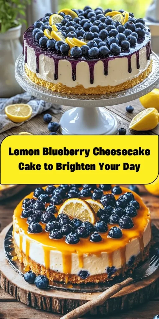Indulge in this delightful Lemon Blueberry Cheesecake Cake that perfectly combines zesty lemon and sweet blueberries! With a creamy cheesecake layer nestled between a fluffy lemon-infused cake, this recipe is sure to impress. Easy to follow and scrumptious, it’s perfect for any occasion. Drizzled with a luscious lemon glaze and garnished with fresh blueberries, it’s a showstopper. Try it today for a refreshing twist on dessert!