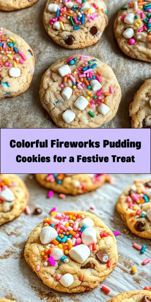 Brighten up your dessert table with these Fireworks Pudding Cookies! Bursting with colorful sprinkles and a soft, chewy texture, these easy-to-make treats are perfect for any occasion. With just a few simple steps, you’ll whip up a batch of delicious cookies featuring instant vanilla pudding for added moisture and flavor. Enjoy them fresh out of the oven or share them at your next gathering. Ready to sprinkle some fun into your day? Give these cookies a try!