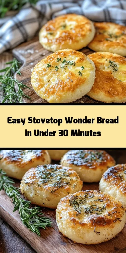 Discover the magic of making Stovetop Wonder Bread! This easy recipe transforms simple ingredients into delicious homemade bread in just 30 minutes. With a soft texture and golden crust, it's perfect for any meal. Customize with garlic powder or fresh herbs for an added twist. Serve warm with your favorite spreads or dips, and enjoy a comforting homemade treat. Get ready to impress your family and friends with this quick and tasty bread!