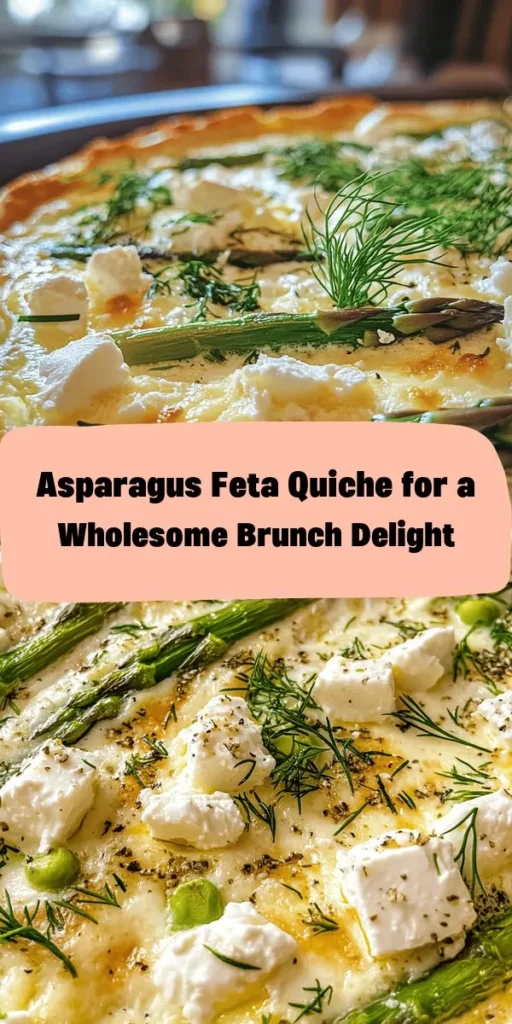 Elevate your brunch game with this delicious Asparagus Feta Delight Quiche! Made with a flaky pre-made pie crust, fresh asparagus, and creamy feta cheese, this quiche is a perfect blend of flavors. With a rich custard filling of eggs, cream, and fragrant herbs, it's both easy to prepare and a feast for the senses. Bake and enjoy warm or at room temperature, making it ideal for gatherings or a cozy family meal. Perfect for 6-8 servings!