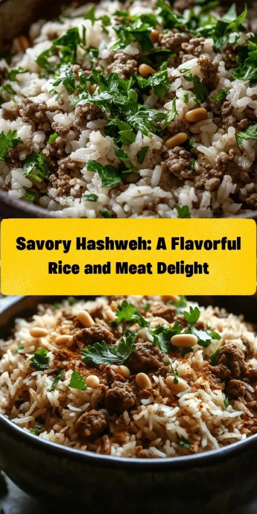 Discover the joy of Hashweh Delight, a flavorful Middle Eastern dish that combines basmati rice with ground lamb or beef, aromatic spices, and crunchy pine nuts. This easy-to-follow recipe features sautéed onions and garlic for depth, making it perfect as a main course or a side. With a total time of just 50 minutes, it's a wholesome meal that brings family and friends together. Don’t forget to garnish with fresh parsley for a pop of color!