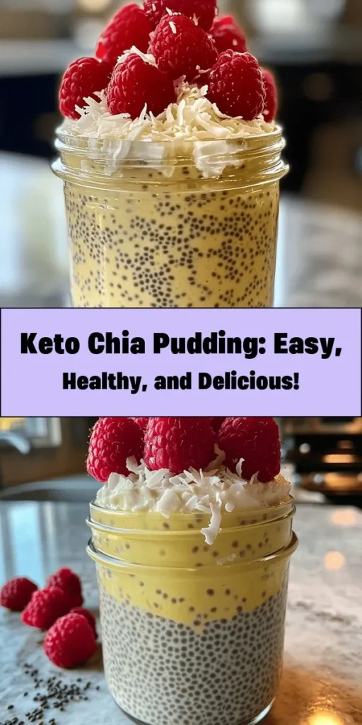 Indulge in this delightful Keto Chia Pudding, a perfect low-carb treat that's both satisfying and nutritious. Simply mix chia seeds, almond milk, erythritol, vanilla, and a pinch of salt. Allow it to set in the fridge for a few hours, and you’ll have a creamy, delicious pudding ready to enjoy. Top with your favorite berries, coconut, or nuts for added flavor and texture. Easy to make, this recipe is a fantastic addition to your keto lifestyle!