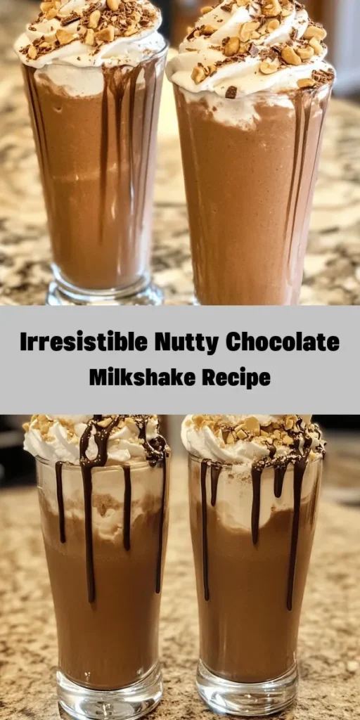 Indulge in the ultimate treat with this Nutty Chocolate Delight Milkshake! This creamy concoction blends rich chocolate ice cream, whole milk, and creamy peanut butter for an unforgettable flavor. With crunchy nuts and a drizzle of chocolate syrup, every sip is a delightful experience. Topped with whipped cream and chopped chocolate, this milkshake is perfect for satisfying your sweet cravings. Whip it up in just 10 minutes and enjoy a deliciously nutty twist!