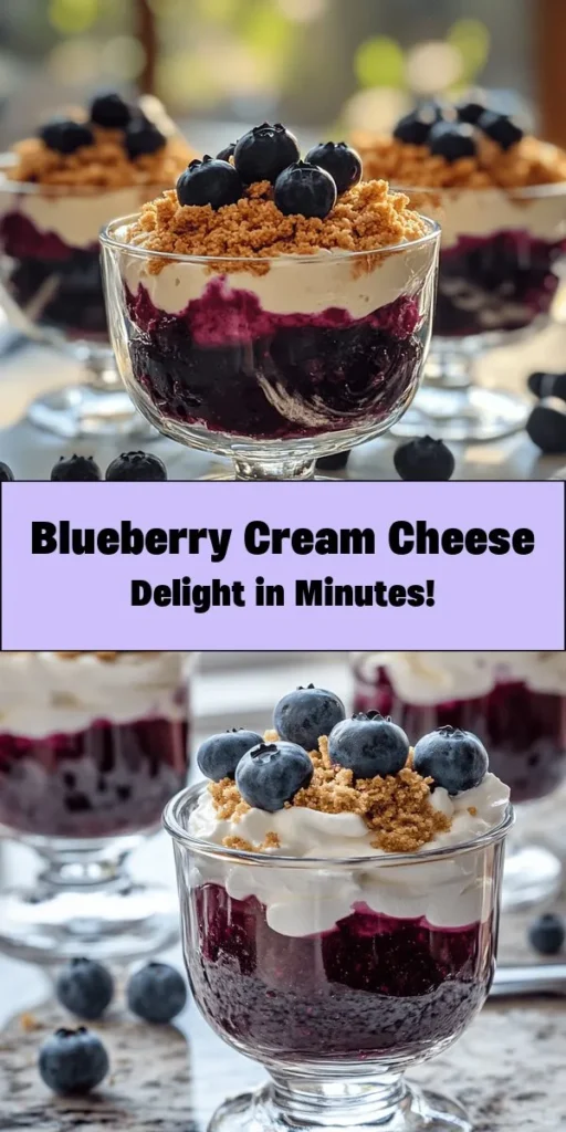 Discover the delightful Blueberry Bliss Cream Cheese Delight, a simple yet indulgent dessert that will impress your taste buds! Layer creamy cheesecake goodness with a luscious blueberry compote, all topped with a crunchy graham cracker finish. This no-bake treat is perfect for summer gatherings or a sweet ending to any meal. Ready in just 45 minutes and great for sharing, it’s the perfect way to enjoy fresh blueberries and cream cheese together. Enjoy chilled!