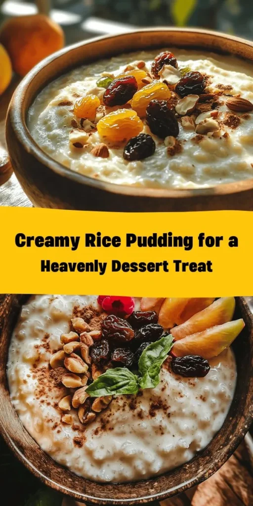 Indulge in the warm, comforting goodness of this Heavenly Creamy Rice Pudding! Made with simple ingredients like Arborio rice, whole milk, and a touch of cinnamon, this luscious dessert is perfect for any occasion. It's easy to prepare and can be topped with your favorite fruits, raisins, or nuts for a delightful twist. Whether enjoyed warm or chilled, this rice pudding is a sweet treat that will leave you craving more. Give it a try!