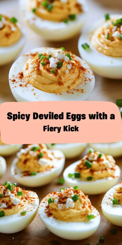 Spice up your appetizer game with these Fiery Spicy Deviled Eggs! Perfect for gatherings, they feature a creamy yolk mixture with a kick from Sriracha and cayenne pepper. With just a handful of ingredients like mayo, Dijon mustard, and smoked paprika, they're easy to make and absolutely delicious. Garnished with fresh chives and optional feta, these deviled eggs are sure to impress your guests. Chill and serve for a flavorsome treat!