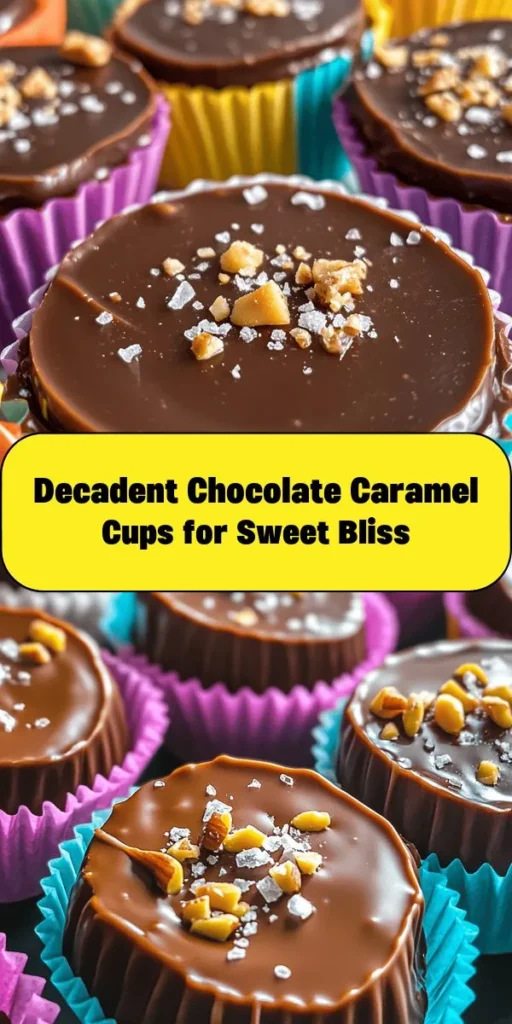 Indulge in these decadent Chocolate Caramel Cups that are perfect for any sweet tooth! Made with semisweet chocolate, creamy caramel, and a hint of sea salt, these treats are a delightful combination of flavors and textures. They are easy to make in just under an hour and can be customized with crunchy nuts. Whether for dessert or a special occasion, these cups are sure to impress. Get ready to savor the sweetness!