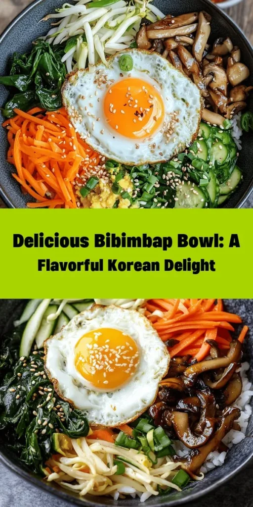 Discover the vibrant flavors of this Bibimbap Bliss Bowl! Packed with nutritious ingredients like blanched spinach, julienned carrots and zucchini, and savory shiitake mushrooms, this dish is a feast for the eyes and the palate. Topped with a sunny-side-up egg and drizzled with gochujang for a spicy kick, it’s perfect for a quick meal or a special dinner. Simple to prepare in just 30 minutes, this bowl brings a taste of Korea right to your kitchen. Garnish with sesame seeds and green onions for the perfect finishing touch!