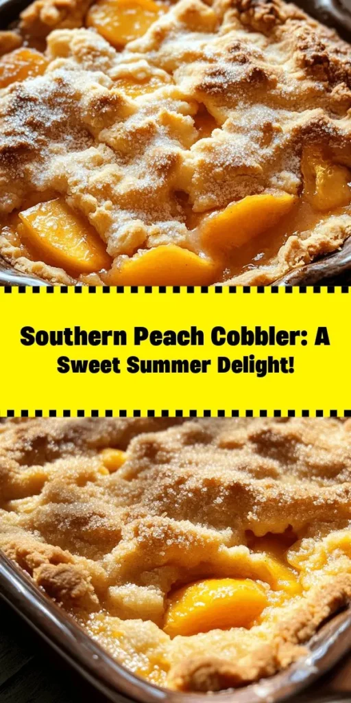Indulge in the sweet, comforting flavors of this Classic Southern Peach Cobbler! Made with fresh, juicy peaches and a buttery, cake-like batter, this easy recipe is perfect for any occasion. Simply mix your ingredients, layer, and let the oven work its magic. The result is a delightful dessert with a golden crust and bubbling fruit that pairs perfectly with a scoop of vanilla ice cream. Enjoy a taste of the South with each delicious bite!