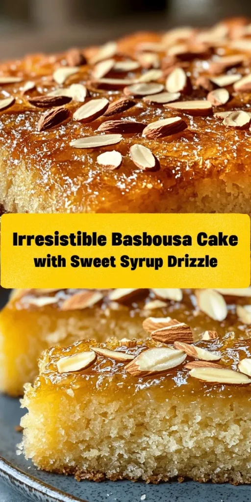 Indulge in the sweet, nutty flavors of Basbousa, an Egyptian semolina cake that promises pure bliss! This easy recipe combines semolina, yogurt, and melted butter, topped with a fragrant syrup of sugar, lemon, and optional rose water. Perfect for sharing, each piece is adorned with almond slivers and is best enjoyed warm or at room temperature with tea or coffee. Dive into baking this delightful treat and impress your friends and family!