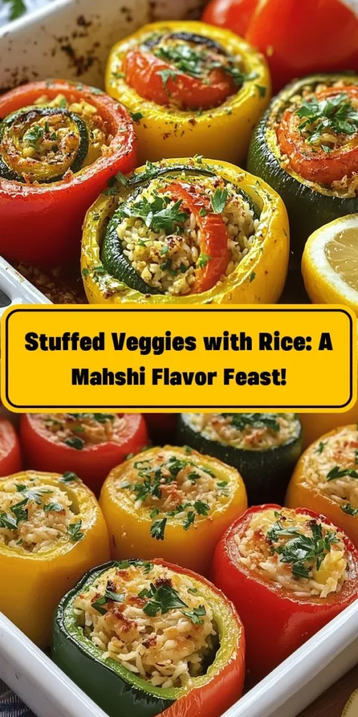 Elevate your dinner with this delightful Mahshi recipe! These rice-stuffed veggies—zucchinis, bell peppers, and tomatoes—are bursting with flavor from aromatic spices like cumin and allspice, and fresh parsley. This healthy dish is perfect for a family meal or gathering, offering a beautiful presentation and delicious flavor. Follow our easy step-by-step instructions to enjoy this wholesome and satisfying dish. Ready to impress?