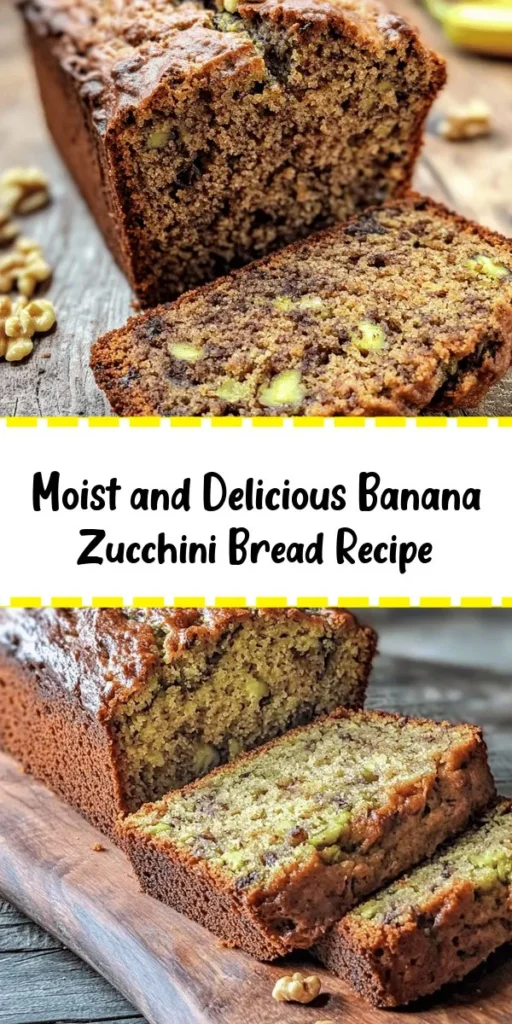 Bake up some magic with this Banana Zucchini Bread Delight! This recipe combines ripe bananas and grated zucchini for a moist, irresistible loaf that's perfect for breakfast, snacks, or dessert. With a hint of cinnamon and optional chocolate chips or nuts, each slice is a delightful treat. Ready in just over an hour, this easy recipe will quickly become a favorite in your kitchen. Enjoy a slice today for a tasty boost! 🍌🥒