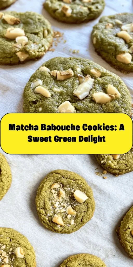 Indulge in the unique flavors of Matcha Babouche Cookies! This delightful recipe combines the rich taste of matcha green tea with creamy white chocolate and optional crunchy macadamia nuts. Perfect for a cozy afternoon or as a special treat, these cookies are easy to make and ready in just 25 minutes. With a soft center and slightly crunchy edges, they’re sure to impress your friends and family. Give them a try and enjoy a delicious twist on classic cookies!