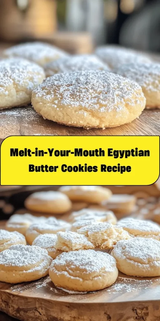 Savor the taste of Egypt with these delightful Butter Cookies (Petits Fours)! Made with just a handful of simple ingredients, these melt-in-your-mouth treats are perfect for any occasion. Cream together butter and powdered sugar, then fold in optional nuts for a crunchy twist. Bake until lightly golden, dust with powdered sugar, and enjoy! Easy to make and incredibly delicious, these cookies will become a family favorite. Try them today!