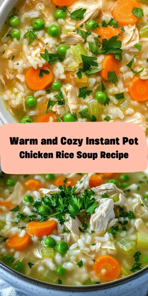 Warm up your day with this cozy Instant Pot Chicken and Rice Soup! In just 35 minutes, you can enjoy a hearty bowl filled with tender chicken, fluffy rice, and vibrant veggies like carrots and peas. Sauté the aromatics, pressure cook to perfection, and finish with a splash of fresh lemon juice for a burst of flavor. Perfect for chilly nights or any time you need a comforting meal. Don't forget to garnish with parsley for extra freshness!