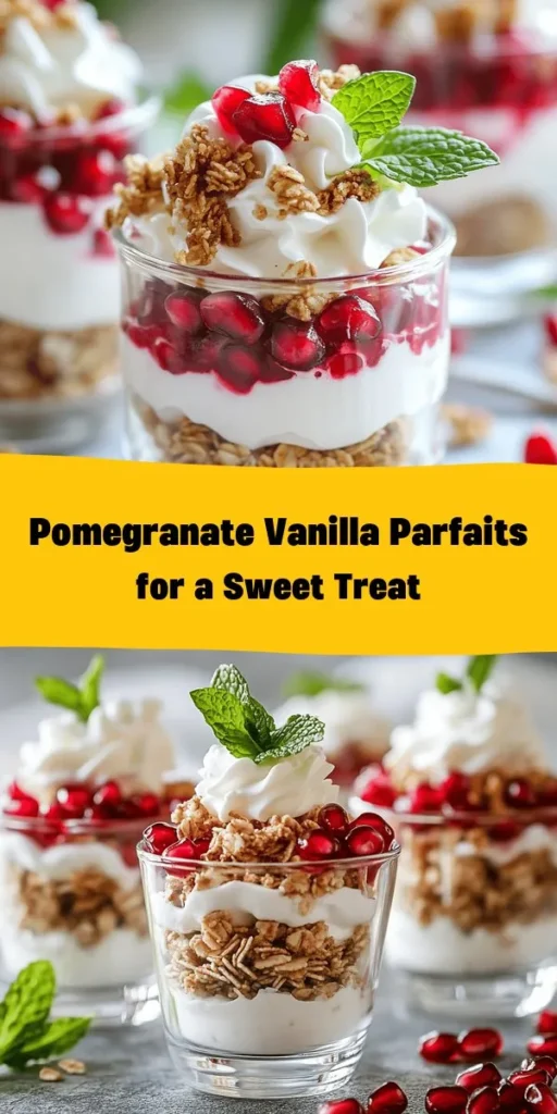 Delight in the refreshing layers of Pomegranate Paradise Mini Vanilla Parfaits! These easy-to-make desserts are a perfect blend of creamy vanilla yogurt, whipped cream, and crunchy granola, all beautifully topped with vibrant pomegranate arils. With just a few simple ingredients and some layering magic, you can create these stunning treats that are as delicious as they are visually appealing. Chill them for a bit and enjoy a delightful, creamy dessert that’s perfect for any occasion!