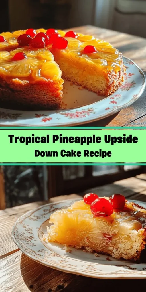 Indulge in a slice of paradise with this Tropical Delight Pineapple Upside Down Cake! This scrumptious dessert features a sweet caramelized topping of pineapple and cherries, sitting atop a moist, fluffy cake that's bursting with tropical flavors. Perfect for any occasion, it's easy to make and absolutely stunning to serve. Get ready to impress your family and friends with this delicious treat that brings a taste of the tropics right to your table!
