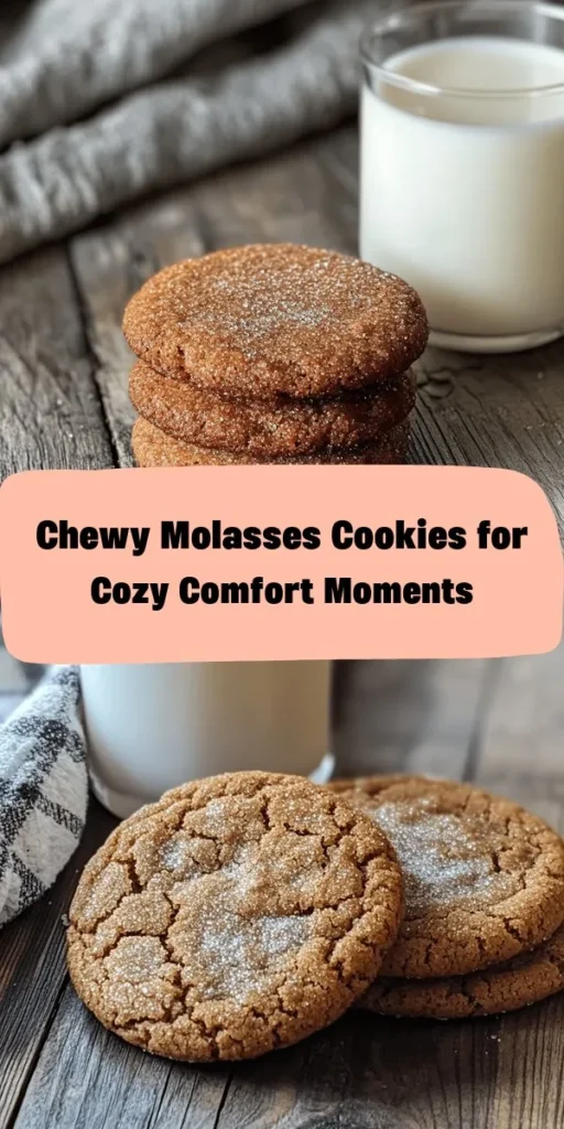 Indulge in the warmth of homemade Chewy Molasses Comfort Cookies! This delightful recipe combines the rich flavors of molasses with aromatic spices like ginger, cinnamon, and cloves to create the perfect treat. With a soft and chewy texture, these cookies are easy to make and a joy to share. Just mix, chill, roll, and bake – in no time, you’ll have 24 delicious cookies ready to savor. Perfect for cozy nights or holiday gatherings!