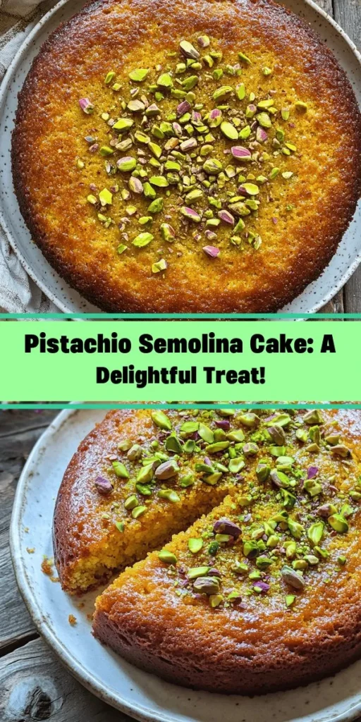 Indulge in the delightful flavors of Pistachio Semolina Cake! This easy recipe combines semolina, finely ground pistachios, and aromatic spices, creating a moist and flavorful cake perfect for any occasion. With a prep time of just 15 minutes and a total of 50 minutes to bake, you’ll have a delicious treat ready to impress in no time. Garnish it with chopped pistachios and enjoy a slice of this unique dessert that beautifully blends textures and tastes!