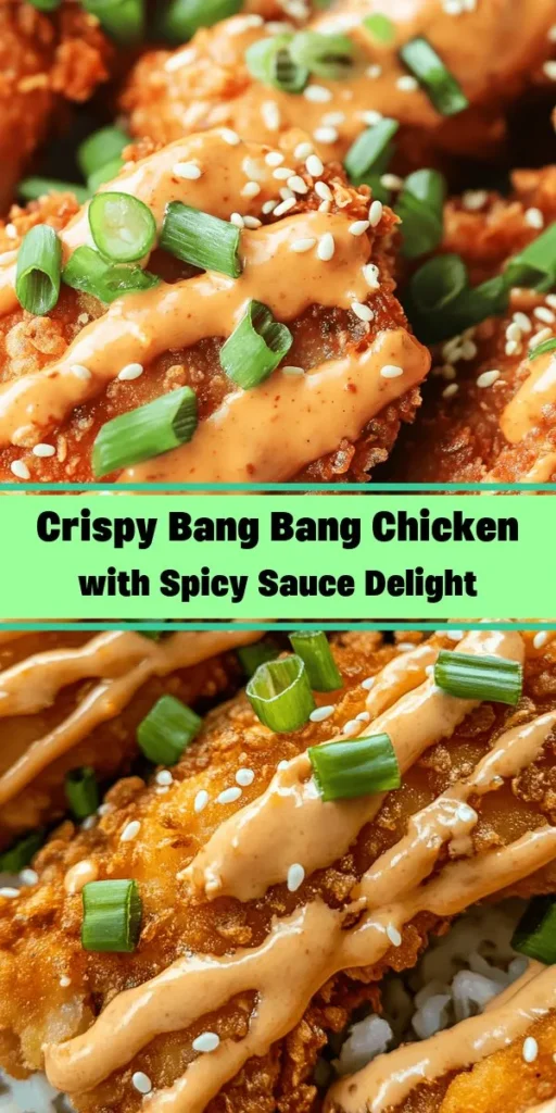 Get ready to add a spicy kick to your dinner with this Bang Bang Chicken recipe! Tender, crispy chicken thighs are coated in a flavorful blend of spices and fried to golden perfection. Served with a creamy, zesty Bang Bang sauce, this dish is sure to impress. Ideal for a weeknight meal or a fun gathering, pair it with rice or your favorite sides for a satisfying feast. Check out the step-by-step instructions and get cooking!